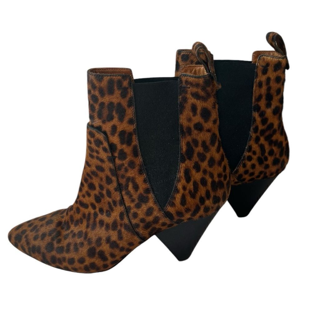 Veronica Beard Landon Leopard Print Calf Hair Ankle Boots Size 8.5 US 39 EU - Picture 3 of 14